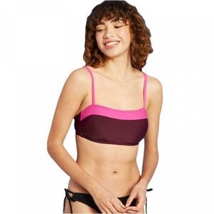 Kona Sol. sz Med NWT Bandeau bikini top hot pink and dark purple